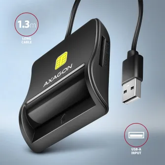 Cititor SIM Axagon Smart Card PocketReader, CRE-SM3SD, USB 2.0