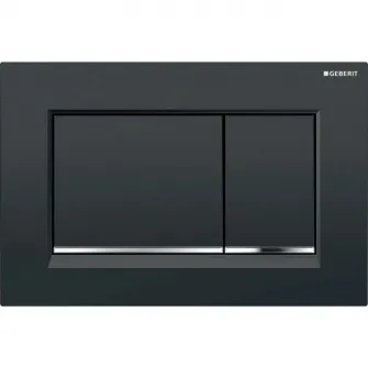 Clapeta de actionare rezervor WC incastrat Geberit Sigma30, pentru spalare cu doua volume, negru crom