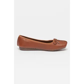 Clarks, Balerini cu detaliu cu funda Freckle Ice, Maro scortisoara, 4