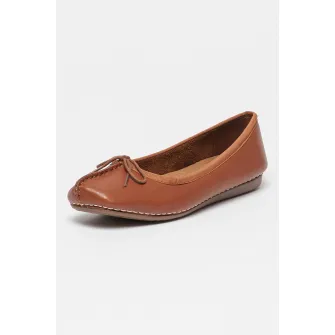 Clarks, Balerini cu detaliu cu funda Freckle Ice, Maro scortisoara, 4