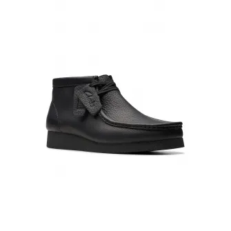 Clarks, Ghete chukka de piele Wallebees, Negru stins, 6.5