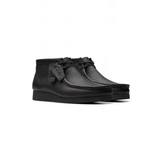 Clarks, Ghete chukka de piele Wallebees, Negru stins, 6.5