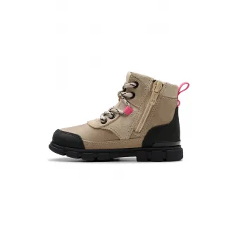 Clarks, Ghete de piele intoarsa Evyn, Alb fildes, Negru, Maro nisip, 20 EU