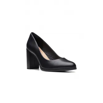 Clarks, Pantofi de piele intoarsa cu toc masiv Freva, Negru, 4
