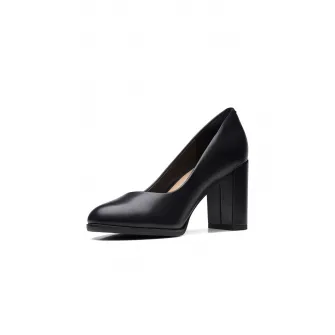 Clarks, Pantofi de piele intoarsa cu toc masiv Freva, Negru, 4