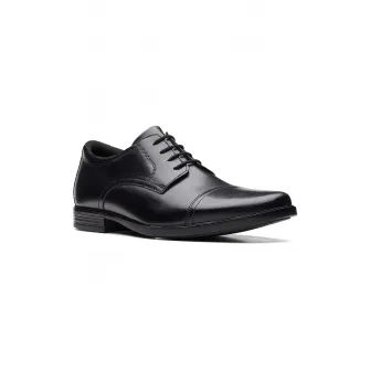 Clarks, Pantofi derby de piele Howard Cap, Negru, 6.5