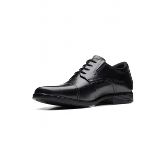 Clarks, Pantofi derby de piele Howard Cap, Negru, 6.5