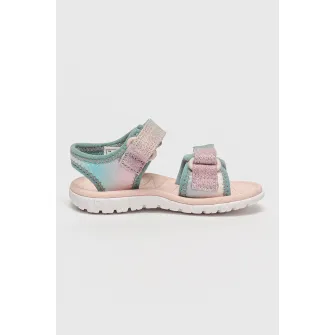 Clarks, Sandale cu velcro Surfing Tide, Turcoaz, Roz pastel, 20 EU