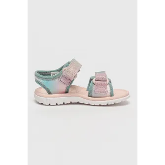 Clarks, Sandale cu velcro Surfing Tide, Turcoaz, Roz pastel, 21 EU