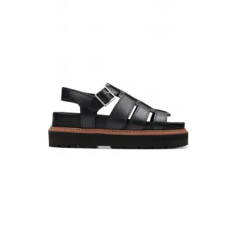 Clarks, Sandale flatform de piele, Negru, 3.5