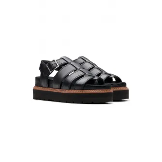 Clarks, Sandale flatform de piele, Negru, 3.5