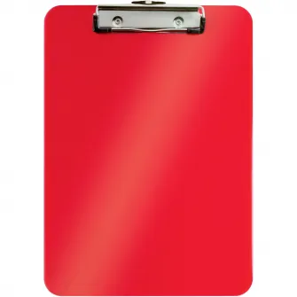 Clipboard Leitz WOW, simplu, PS, A4, 100 coli, rosu
