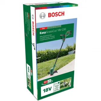 Coasa/trimer pentru tuns gazon/iarba pe acumulator Bosch EasyGrassCut 18-230,18 V,diametru taiere 23 cm,include acumulator 18 V 2 Ah + incarcator