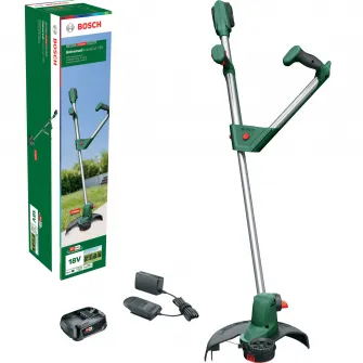 Coasa/trimer pentru tuns gazon/iarba pe acumulator Bosch Universal GrassCut 18-260,18 V,diametru taiere 26 cm,maner telescopic 120 - 140 cm,include 2 acumulatori 18 V 2.0 Ah + incarcator