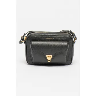 COCCINELLE, Geanta crossbody de piele cu buzunar exterior Beat, Negru