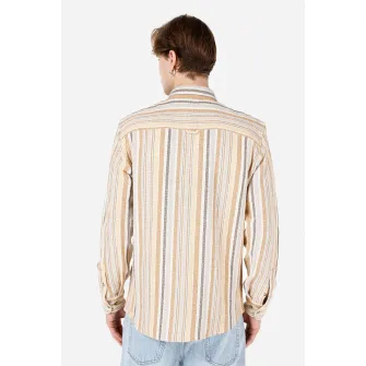 COLIN'S, Camasa din bumbac cu model in dungi, Alb, Portocaliu pal, XL