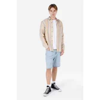 COLIN'S, Camasa din bumbac cu model in dungi, Alb, Portocaliu pal, XL