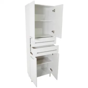 Coloana mobilier (dulap) baie Badenmob 008, 4 usi, 4 rafturi, 2 setare, MDF/PAL, 170x60x31.6cm, Alb