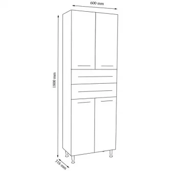 Coloana mobilier (dulap) baie Badenmob 008, 4 usi, 4 rafturi, 2 setare, MDF/PAL, 170x60x31.6cm, Alb