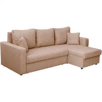 Coltar extensibil Kring Nero, 225x145x82, reversibil, suprafata dormit 200x140 cm, stofa velur/reiat, culoare maro deschis