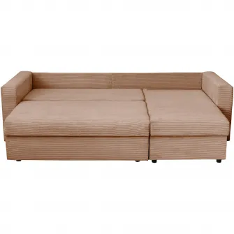Coltar extensibil Kring Nero, 225x145x82, reversibil, suprafata dormit 200x140 cm, stofa velur/reiat, culoare maro deschis