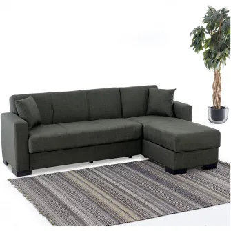 Coltar extensibil Modella Hugo No, dimensiuni 230x150x80 cm, suprafata dormit 103x200 cm, culoare gri