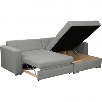 Coltar Kring Fjord, dimensiuni 266x90x165 cm, suprafata dormit 138x225 cm, culoare gri inchis