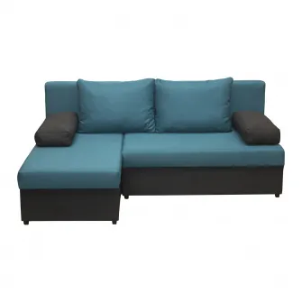 Coltar Kring Odense, 200x143x83 cm, suprafata dormit 200x140 cm, Gri/Turcoaz