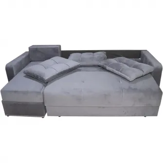 Coltar Nefmob Ivona, functie pat 220x140 cm, lada depozitare, 250x140x73 cm, culoare Gri Sidef