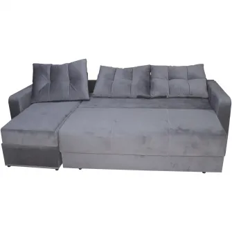 Coltar Nefmob Ivona, functie pat 220x140 cm, lada depozitare, 250x140x73 cm, culoare Gri Sidef