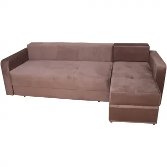 Coltar Nefmob Ivona, functie pat 220x140 cm, lada depozitare, 250x140x73 cm, culoare Maro Sidef