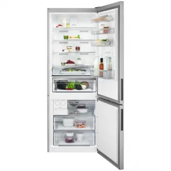 Combina frigorifica AEG ORC6M481EX, 481 l, MultiFlow, CustomFlex, Afisaj LCD, Usi reversibile,Indicator temperatura ridicata, Iluminare LED, Clasa E, H 192 cm, Inox antiamprenta