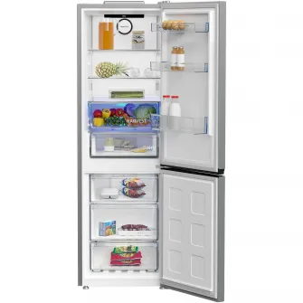 Combina frigorifica Beko B3RCNA364HXB1, 316 l, No Frost, HarvestFresh, AeroFlow, Kitchen Fit, Everfresh+, Clasa E, 187 cm, Metal Look