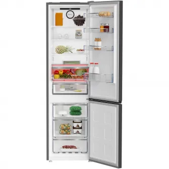 Combina frigorifica Beko B3RCNA404HXBR1, 355 l, No Frost, Clasa E, HarvestFresh, AeroFlow, H 203.5 cm, Dark inox