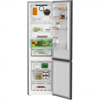 Combina frigorifica Beko B5RCNA405ZXBR, 355 l, No Frost, HarvestFresh, BioCycle, Everfresh+, AeroFlow, Clasa D, H 203.5 cm, Dark Inox