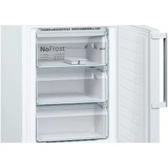 Combina frigorifica Bosch KGN39VWEQ, 368 l, NoFrost, PerfectFit, Iluminare LED, Clasa E, H 203 cm, Alb