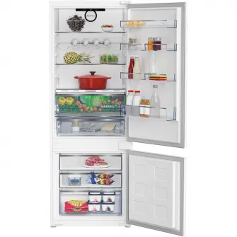 Combina frigorifica incorporabila BEKO BCNE400E40SN, 370 l, No Frost, Raft sticle, HarvestFresh, Display touch control, Clasa E, H 194 cm, Alb