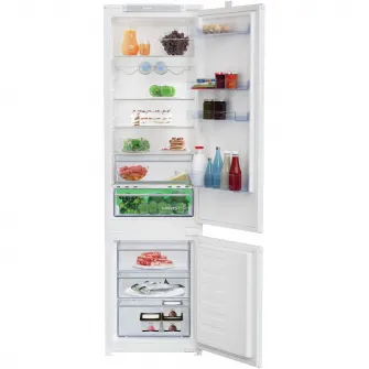 Combina frigorifica incorporabila Beko BCSA306E4ZSN, 298 l, HarvestFresh, Everfresh+, Raft sticle, Compresor ProSmart Inverter, Display touch control, Clasa E, H 194 cm, Alb