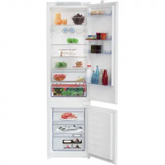 Combina frigorifica incorporabila Beko BCSA306E4ZSN, 298 l, HarvestFresh, Everfresh+, Raft sticle, Compresor ProSmart Inverter, Display touch control, Clasa E, H 194 cm, Alb