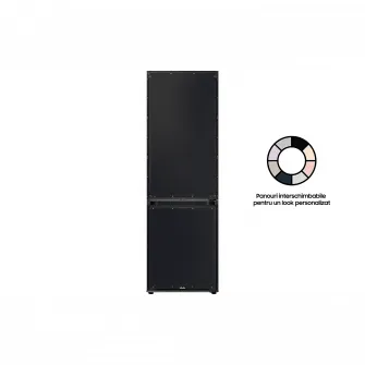 Combina frigorifica Samsung RB38C7B6B22/EF, Bespoke, 390 l, Clasa B, Total No Frost, Twin  Metal Cooling, Compresor Digital Inverter, WiFi, AI Energy, H 203 cm, Sticla neagra