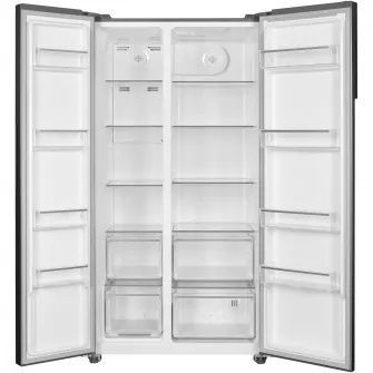 Combina SIDE BY SIDE HEINNER HSBS-HM532NFINVXD, 532 L , FULL NO FROST, Clasa D, Display LED touch, Functie super racire/super congelare, SMART, ECO, Alarma usa deschisa, Inox