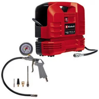 Compresor aer portabil fara ulei Einhel TC-AC 190 OF Set, 220 V, 1100 W, 8 bar presiune maxima, tip valiza, 190 l/min, capacitate de aspirare