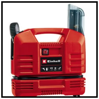 Compresor aer portabil fara ulei Einhel TC-AC 190 OF Set, 220 V, 1100 W, 8 bar presiune maxima, tip valiza, 190 l/min, capacitate de aspirare