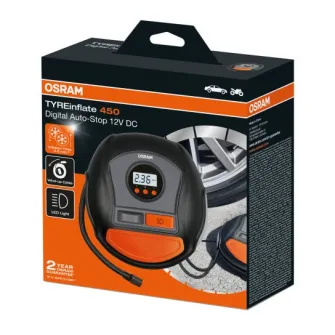 Compresor auto Osram TYREinflate 450, 12V ,putere maxima 5.5 bari, display digital, lungime cablu 3.3 m
