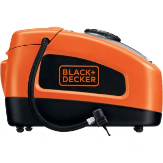 Compresor auto portabil Black & Decker ASI300, 11bar/160PSI, alimentare 230V dar si 12V DC adaptor bricheta, debit aer 9L/min, display LED, functie setare presiune automata, cablu alimentare 1.8m, accesorii