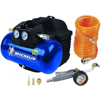 Compresor de aer monofazat portabil cu accesorii MICHELIN MBL6/1100, rezervor 6l, 160 l/min, 1100W