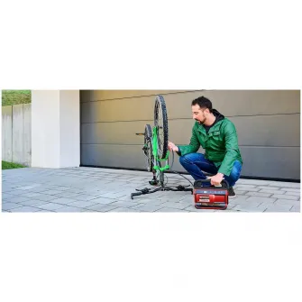 Compresor pe acumulator Einhell Power X-Change PRESSITO 18/25, 18 V, 11 bar presiune maxima, set de adaptoare din 3 piese, furtun de inalta presiune de 71 cm si furtun de joasa presiune de 1.6 m, fara acumulator/incarcator