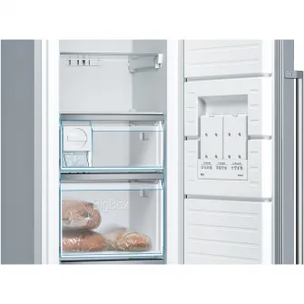 Congelator Bosch GSN36VIEP, 242 L, NoFrost, MultiAirflow, 4 sertare, Display TouchControl, Clasa E, H 186 cm, Inox