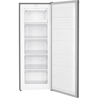 Congelator Heinner HFF-HM168SE++, 168 l, Control mecanic, 5 sertare, H 142.6 cm, Clasa E, Argintiu