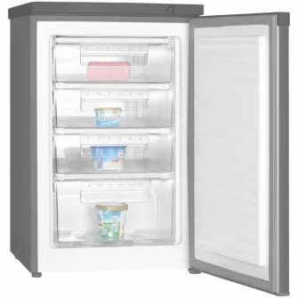 Congelator Heinner HFF-HM91SE++, 91 l, 4 sertare, Control mecanic, Clasa E, H 85 cm, Argintiu